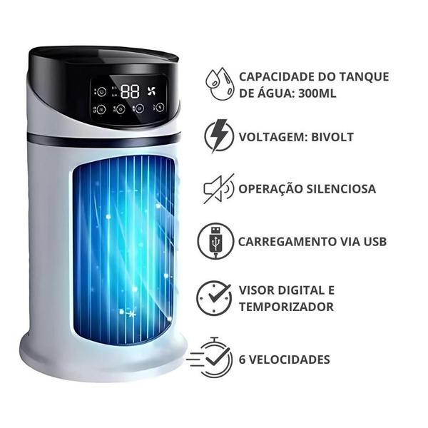 Imagem de Mini Ventilador LED Portátil Recarregável com Função de Refrigeração