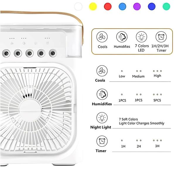 Imagem de Mini Ventilador Mesa Portatil Led Umidificador Ambiente