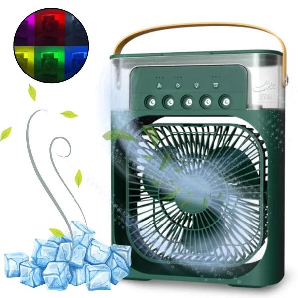 Imagem de Mini Ventilador Portátil 3 Velocidades com LED Verde