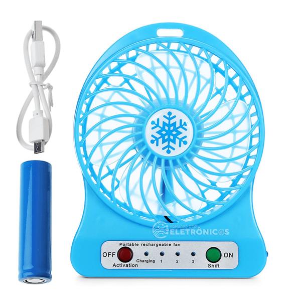 Imagem de Mini Ventilador Portátil 3 Velocidades Silencioso Azul - C40248AZ