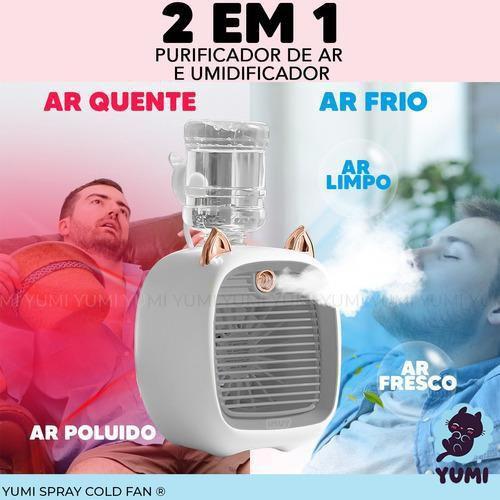 Imagem de Mini Ventilador Portatil 3 Velocidades Umidificador Gatinho