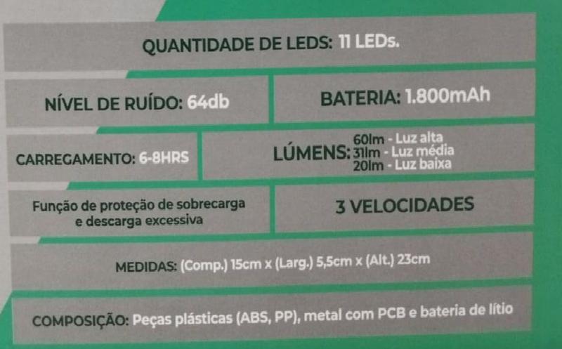 Imagem de Mini Ventilador Portátil Com Luminária Recarregável Pesca Pescaria Acampamento Camping Acampar Barraca Abajur Lanterna Lamparina Estudar Home Office