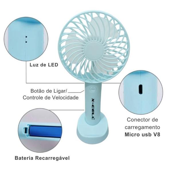 Imagem de Mini Ventilador Portátil De Mão Mesa Recarregável Silencioso