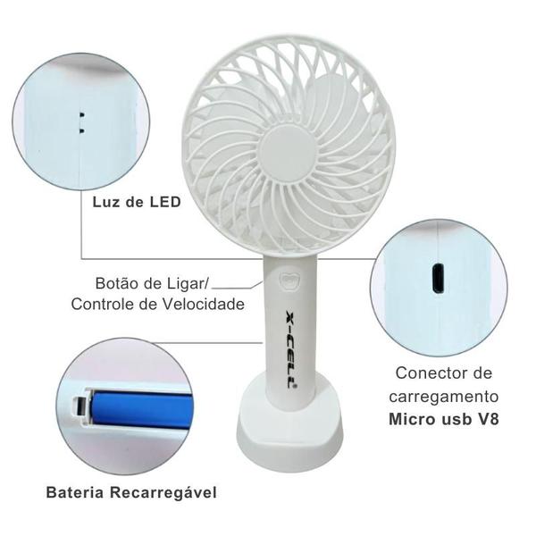 Imagem de Mini Ventilador Portátil De Mão Mesa Recarregável Silencioso