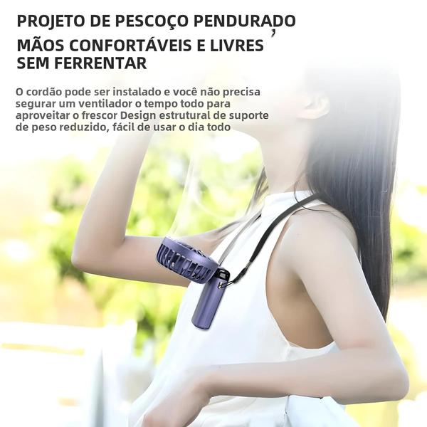 Imagem de Mini Ventilador Portátil Dobrável - 5 Velocidades, USB Recarregável com Suporte para Celular