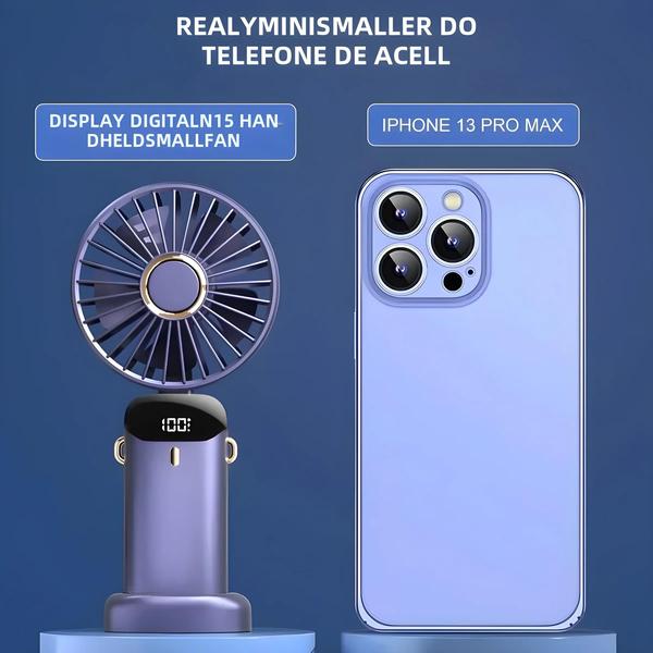 Imagem de Mini Ventilador Portátil Dobrável - 5 Velocidades, USB Recarregável com Suporte para Celular