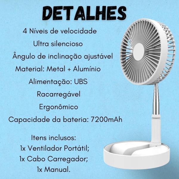 Imagem de Mini Ventilador Portátil Dobrável Retratil Recarregável