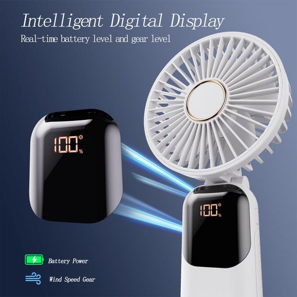 Imagem de Mini ventilador portátil GOCKERA 2024 4200mAh com base de 5 velocidades branco