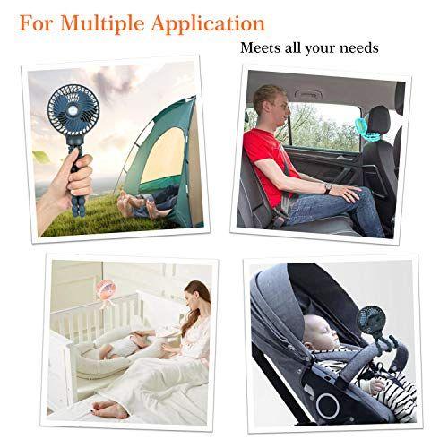 Imagem de Mini Ventilador portátil portátil, fã de carrinho de bebê, ventilador de assento de carro, ventilador de mesa, com correção flexível do tripé no carrinho de bebê Cama estudante Passeios de carro, USB ou bateria alimentada (azul escuro)