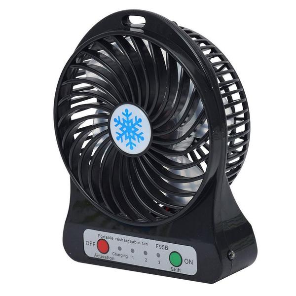 Imagem de Mini Ventilador Portátil Recarregável 3 Velocidades Preto