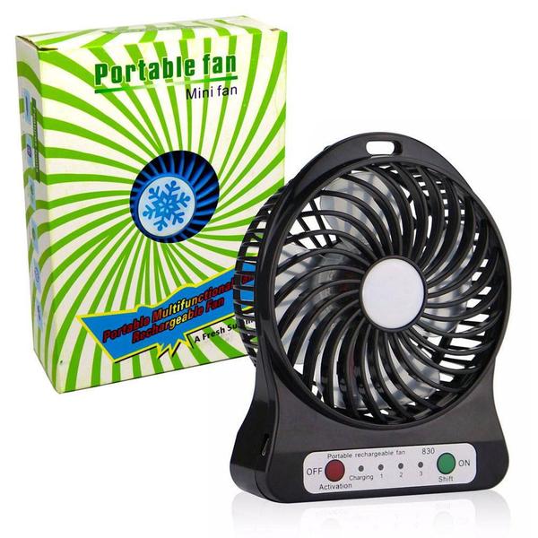 Imagem de Mini Ventilador Portátil Recarregável 3 Velocidades Preto