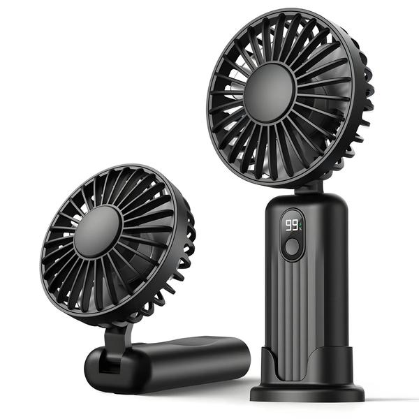 Imagem de Mini Ventilador Portátil Recarregável USB 2400mAh - 3 em 1 com Suporte para Pescoço e Mão