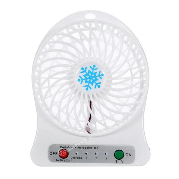 Mini Ventilador Portátil Recarregável USB Com 3 Três Níveis Velocidades Branco 30952BR - Jiaxi Imagem de Mini Ventilador Portátil Recarregável USB Com 3 Três Níveis Velocidades Branco 30952BR