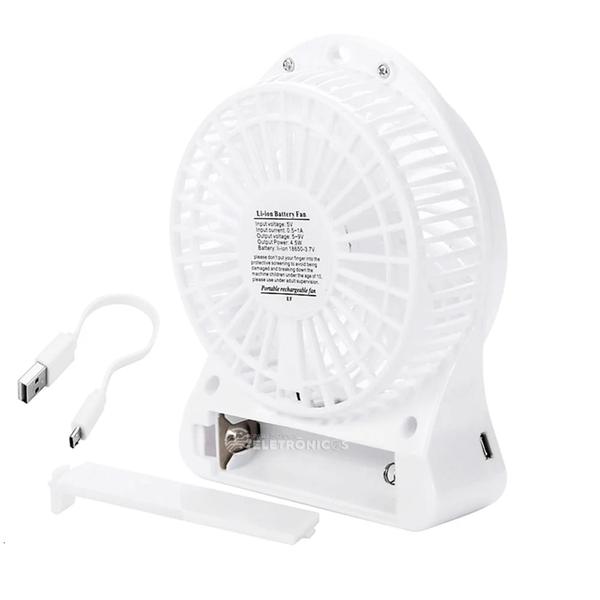 Mini Ventilador Portátil Recarregável USB Com 3 Três Níveis Velocidades Branco 30952BR - Jiaxi Imagem de Mini Ventilador Portátil Recarregável USB Com 3 Três Níveis Velocidades Branco 30952BR