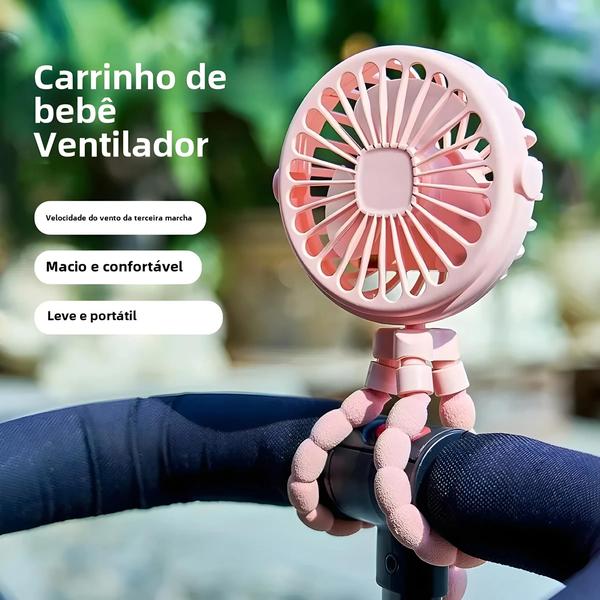 Imagem de Mini Ventilador Portátil USB para Bebê - com Tripé e Bateria Recarregável