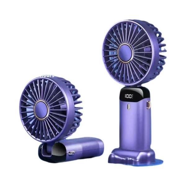 Imagem de Mini Ventilador Portátil USB Recarregável - 5 Velocidades, Dobrável com Suporte para Celular