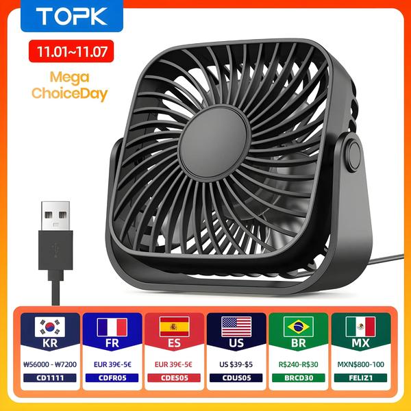 Imagem de Mini Ventilador Portátil USB Silencioso - 4 Polegadas, 3 Velocidades e Rotação 360°