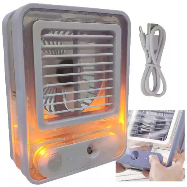 Imagem de Mini Ventilador Recarregável com Umidificação e Luz LED