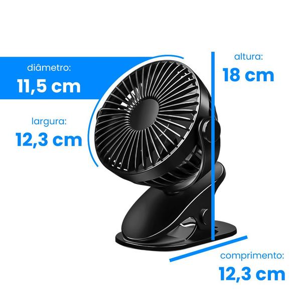 Imagem de Mini Ventilador Recarregavel Usb 3 Velocidades Com Clip Mesa