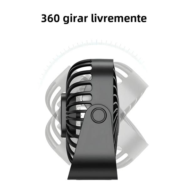 Imagem de Mini Ventilador USB Portátil 4 Polegadas - Silencioso, 3 Velocidades e Rotação 360°