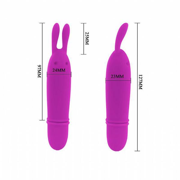 Imagem de Mini Vibrador Massageador Estimulador Formato Coelho 10 Vibrações Silicone Modelo Boyce 13cm