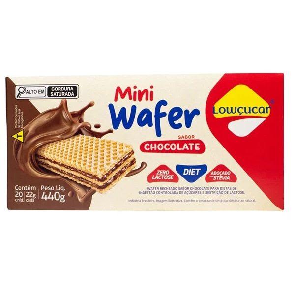 Imagem de Mini Wafer Zero Lactose e Açúcar Chocolate Lowçucar contendo 20 unidades de 22g cada