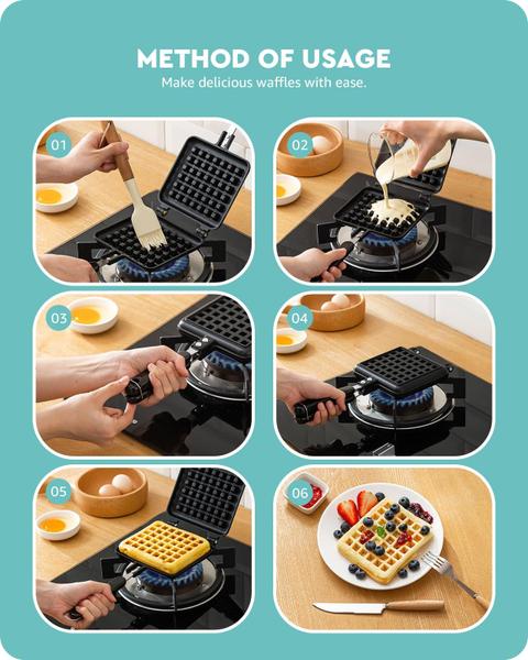 Imagem de Mini Wafflemaker Antiaderente de Teflon para Café-da-Manhã - Panificação Rápida