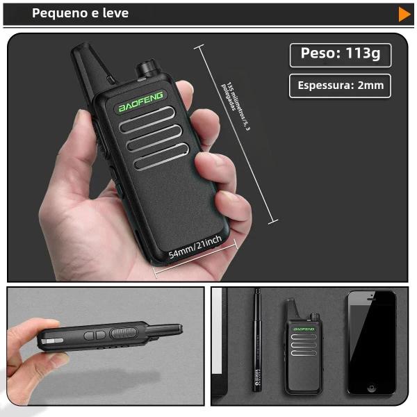 Imagem de Mini Walkie Talkies Portáteis Baofeng BF-T20 (2 Unidades) - Carregamento USB e VOX