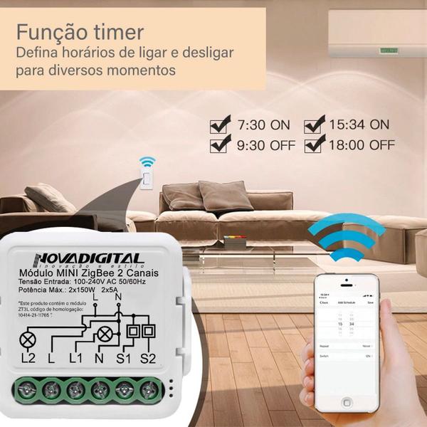 Imagem de Mini Zigbee 3 Canais Interruptor Inteligente