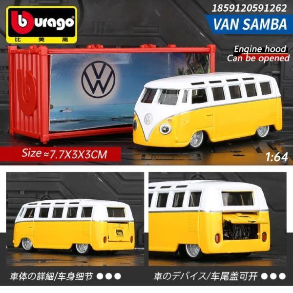 Imagem de Miniatura 1:64 Carro VW Van "Samba" Kombi Amarela Bburago