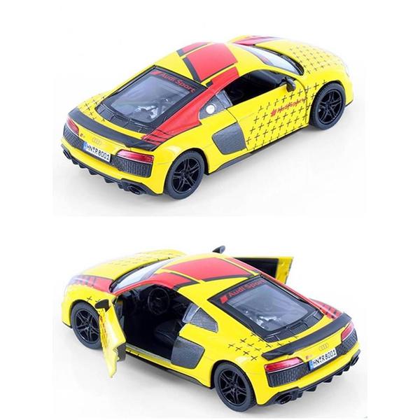 Imagem de Miniatura Audi R8 Coupe Livery Edition 2020 Kinsmart 1:36 Metal e Fricção Amarelo