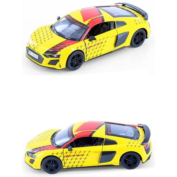 Imagem de Miniatura Audi R8 Coupe Livery Edition 2020 Kinsmart 1:36 Metal e Fricção Amarelo