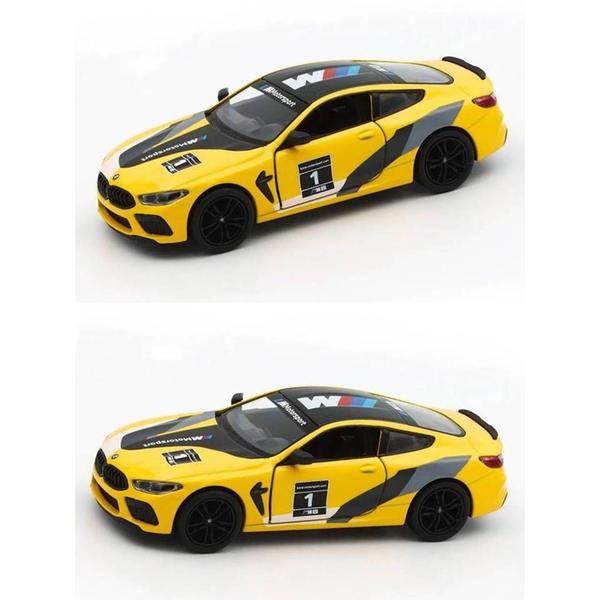 Imagem de Miniatura BMW M8 Competition Coupe Livery Edition Kinsmart 1:38 Metal e Fricção Amarelo