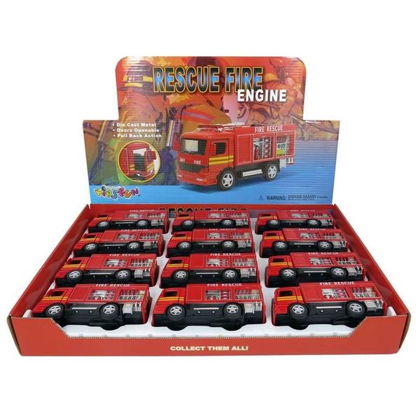 Imagem de Miniatura Bombeiro Rescue Fire Engine Metal e Fricção Kinsfu 13 cm Vermelho