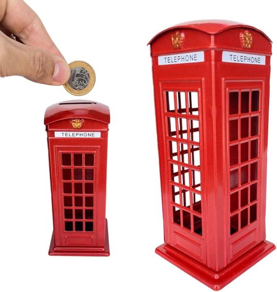 Imagem de Miniatura Cabine Telefônica Londres Cofre de Metal e Decoração