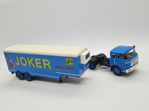 Imagem de Miniatura Caminhão Articulado Carreta Berliet Tr12 Azul 1:43