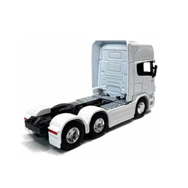 Imagem de Miniatura Caminhão Cavalo Scania Trucado V8 R730 Welly 1/64 Metal e Fricção Branco