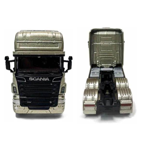 Imagem de Miniatura Caminhão Cavalo Scania Trucado V8 R730 Welly 1/64 Metal e Fricção Dourado