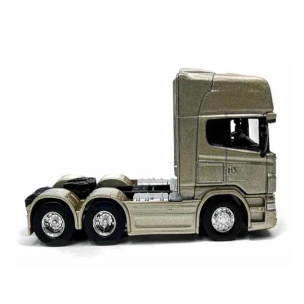 Imagem de Miniatura Caminhão Cavalo Scania Trucado V8 R730 Welly 1/64 Metal e Fricção Dourado