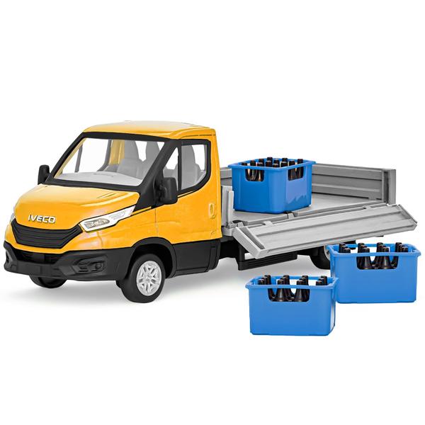 Imagem de Miniatura Caminhão Iveco Daily Drop Side com Engradados Escala 1:30 Usual Brinquedos