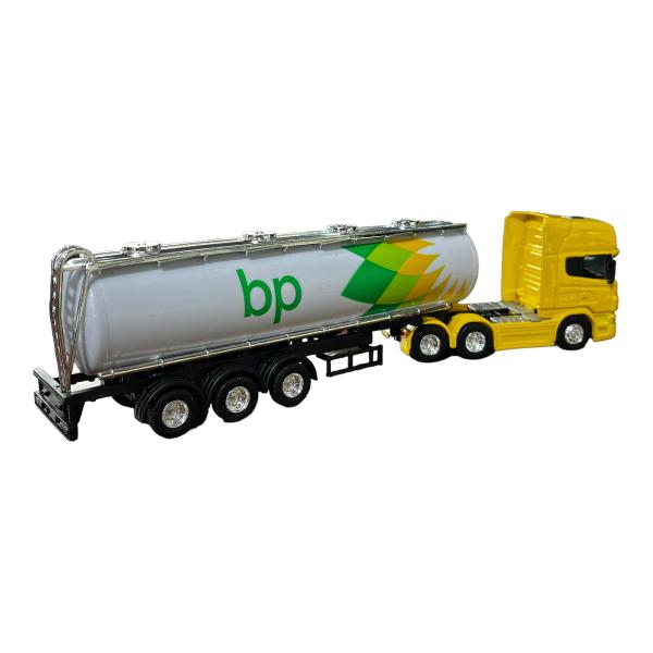 Imagem de Miniatura Caminhão Scania Amarelo Tanque Branco Welly 1:64