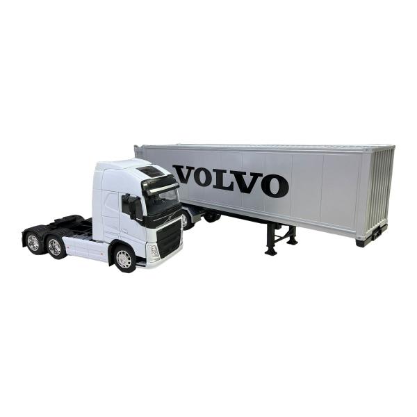 Imagem de Miniatura Caminhão Volvo Fh500 Branco Carreta Baú 1:32