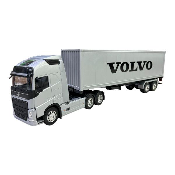 Imagem de Miniatura Caminhão Volvo Fh500 Prata Carreta Baú 1:32