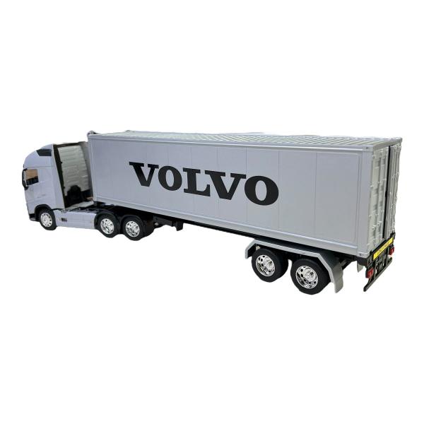 Imagem de Miniatura Caminhão Volvo Fh500 Prata Carreta Baú 1:32