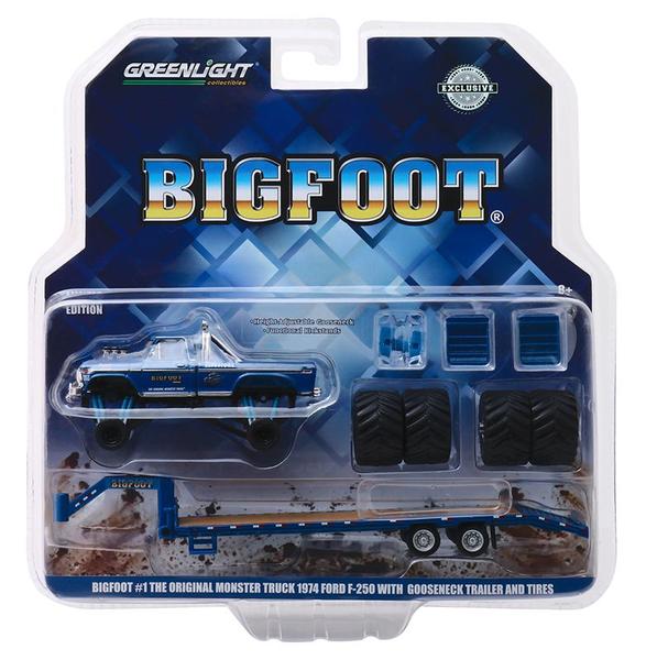 Imagem de Miniatura camionete big foot ford f-250 antig e trailer 1/64