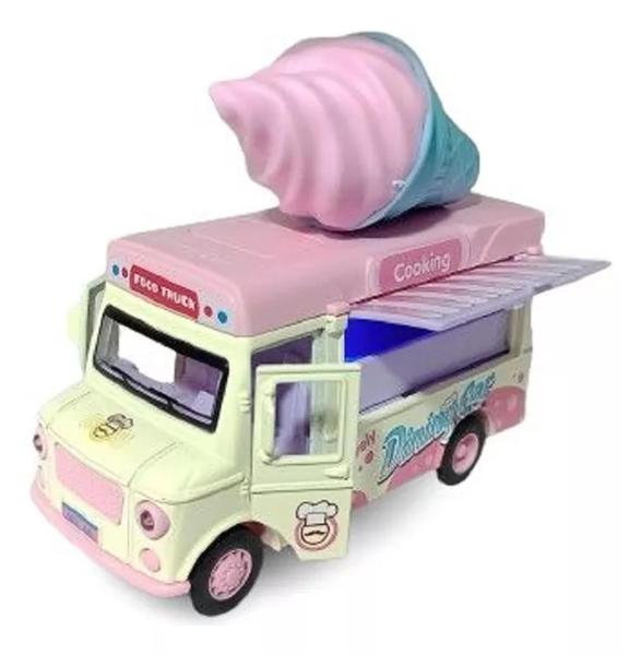 Imagem de Miniatura Carrinho Brinquedo Coleção Food Truck Som E Luz Sorvete