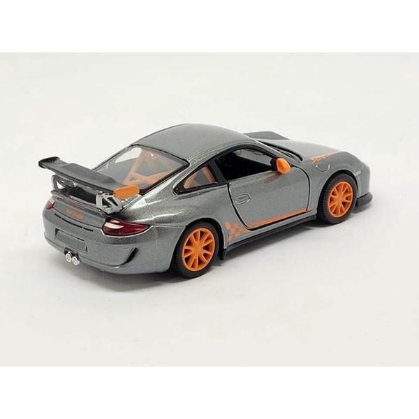 Imagem de Miniatura Carrinho Porsche 911 GT3 RS 2010 Kinsmart 1/36 Metal e Fricção Cinza/Laranja.