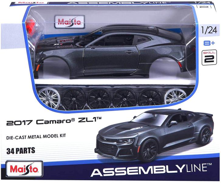 Imagem de Miniatura Carro 2017 Camaro Zl1 1/24 Kit De Montar Assembly Line Cinza Maisto 39512