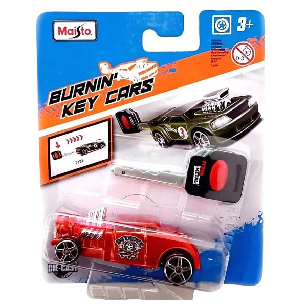 Imagem de Miniatura Carro Burnin Key Cars Knuckle Dragger 1/64 Vermelho Maisto 15101