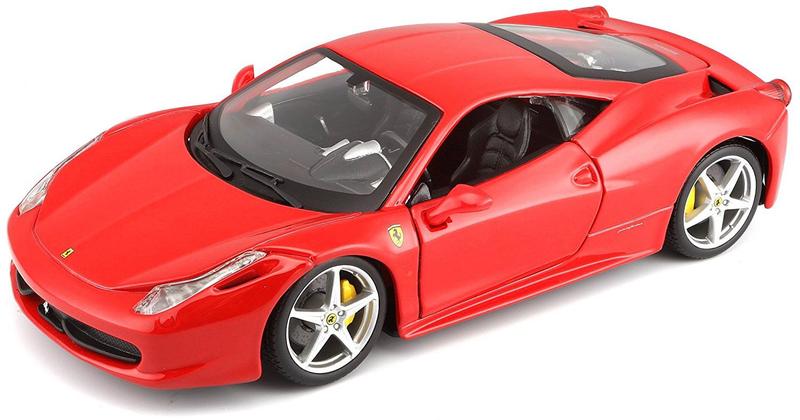 Imagem de Miniatura Carro Ferrari 458 Itália 1/24 Race e Play Vermelho Bburago 26003